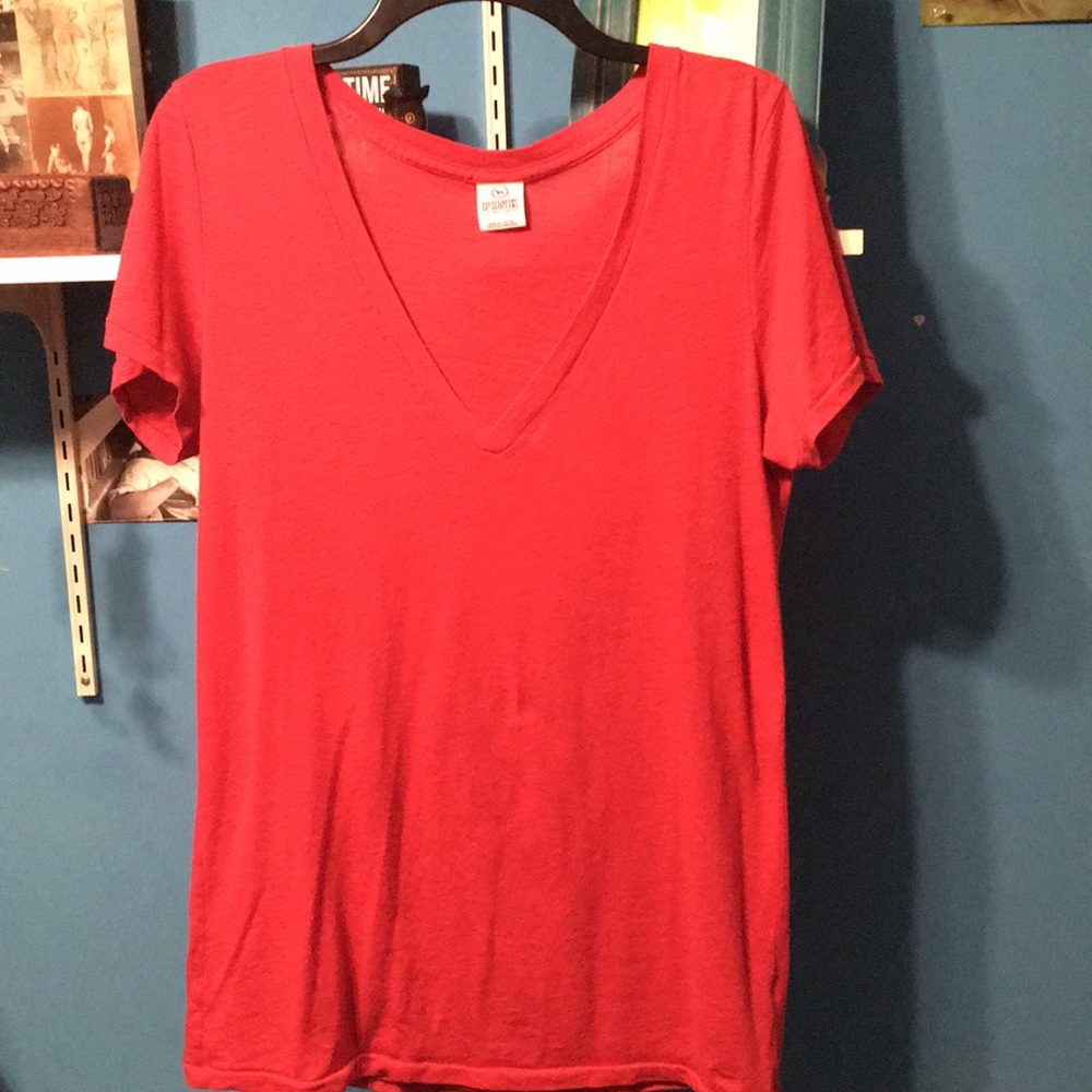 Red V-neck